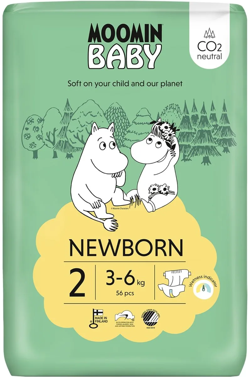 luiers maat 2 - 3-6 kg - 58 stuks de Muumi Baby – photo produit