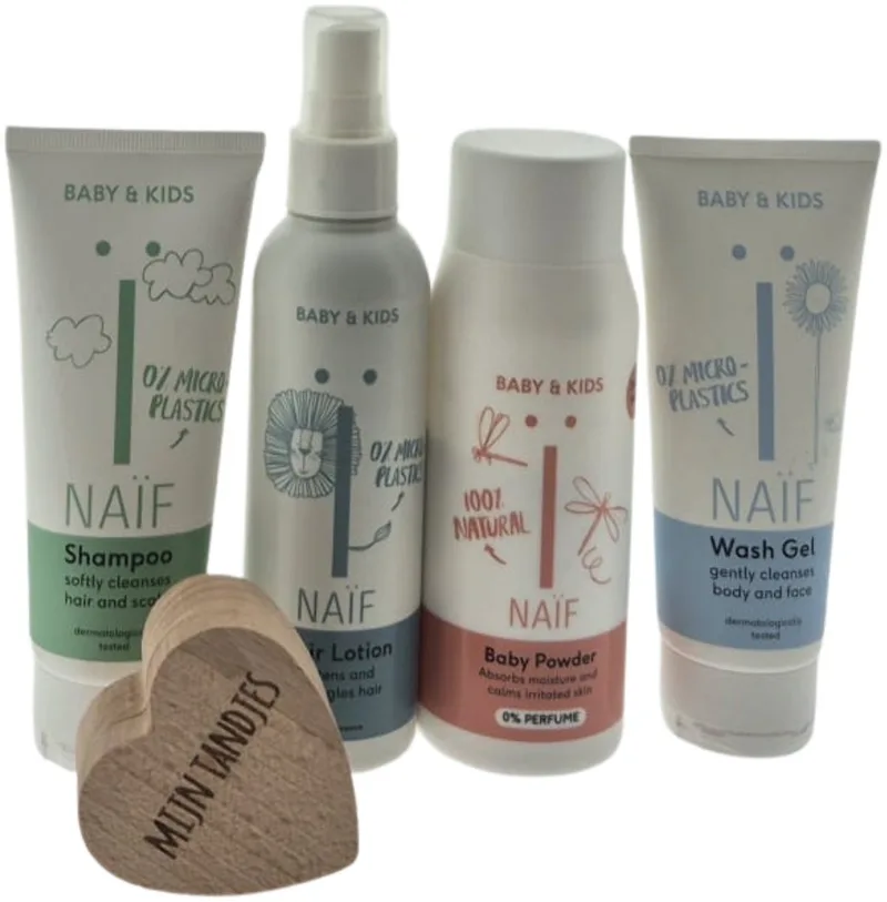 Baby Cadeauset Verzorging & Bewaardoosje voor tanden – Luxe Verzorgingsset | Wellness Giftbox | Verwen Cadeaupakket voor Baby's by Naïf – product photo