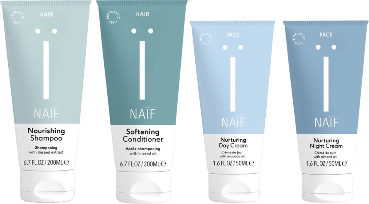 Cadeauset Self Care Compleet Face & Hair by Naïf in Blue – product photo