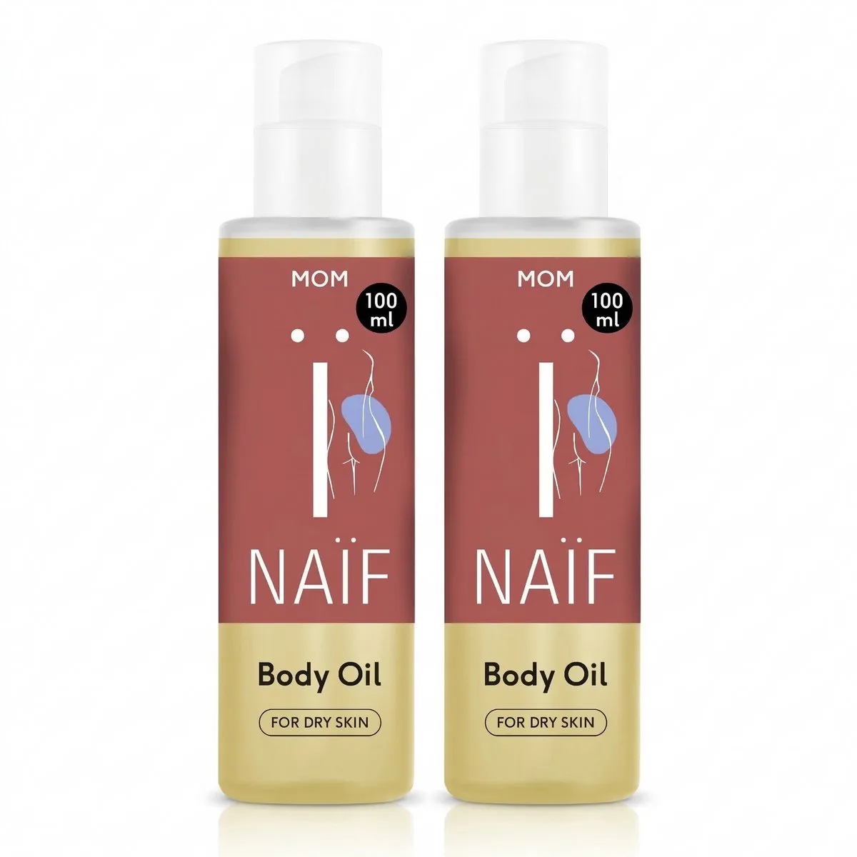 Lichaamsolie - Lichaamsverzorging - Zwangerschap - Vegan - Verzachtend - 0% Minerale Olie - 2x100ml de Naïf – photo produit