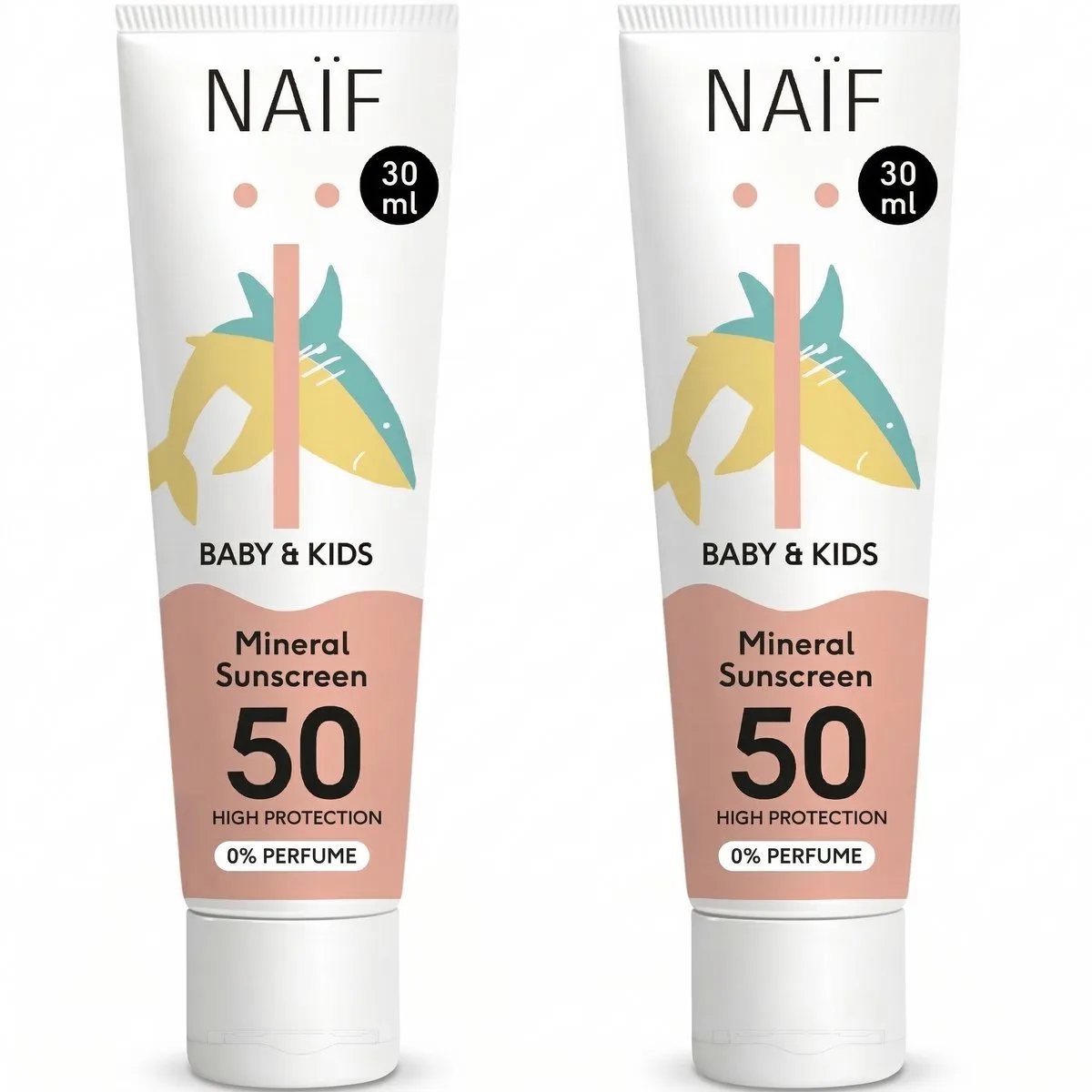 Minerale Zonnebrandcrème - Baby & Kids - Zonbescherming - SPF50 - Hoge UVA/UVB Bescherming - 2x30ml von Naïf – Produktfoto