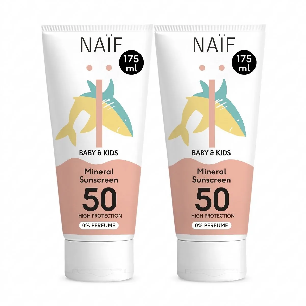 Minerale Zonnebrandcrème - Baby & Kids - Zonbescherming - SPF50 - Hoge UVA/UVB Bescherming - 2x175ml fra Naïf – produktbillede