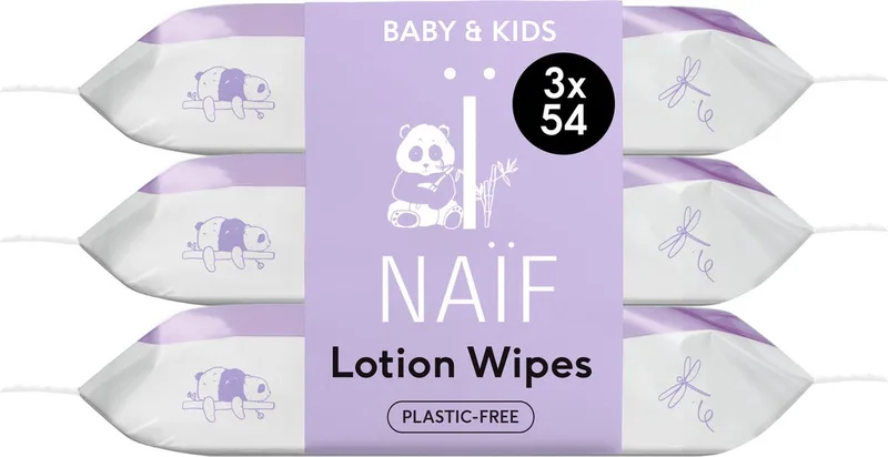 Plasticvrije Lotion Billendoekjes (3 pack) by Naïf – product photo