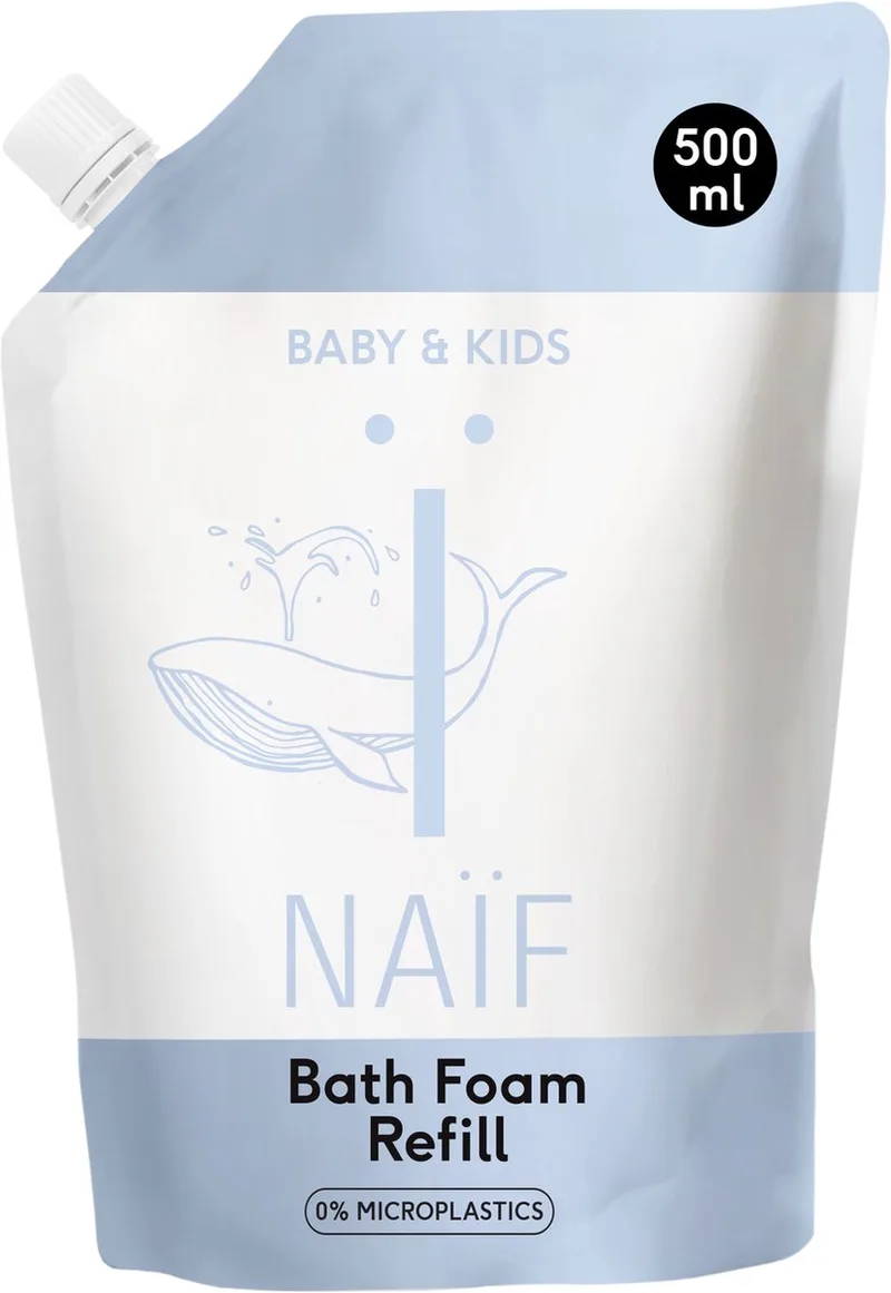 Verzorgende Badschuim - Navulverpakking/Refill - Baby's & Kinderen - met Natuurlijke Ingrediënten - 500ml van Naïf – productfoto