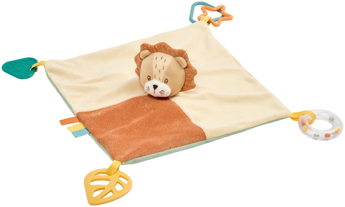 Activiteiten Speelgoed Leeuw Léon - Zacht Knuffeldoekje - Baby Cadeau - 28 x 28 cm - Meerkleurig de Nattou – photo produit
