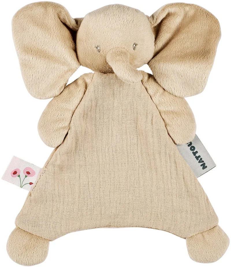 FanFan Baby Knuffeldoekje - 25 x 20 cm - Doudou Olifant - Baby Cadeau de Nattou en Zand – photo produit