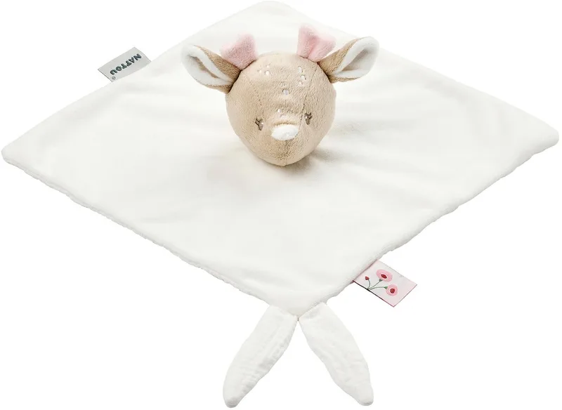 FanFan Baby Knuffeldoekje - 27 x 27 cm - Doudou hertje - Baby Cadeau by Nattou in Gebroken Wit – product photo