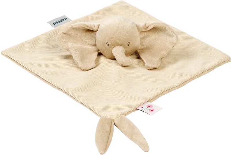 FanFan Baby Knuffeldoekje - 27 x 27 cm - Doudou Olifant - Baby Cadeau van Nattou in Zand – productfoto