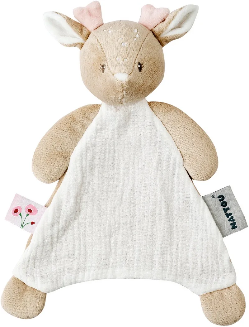 FanFan Baby Knuffeldoekje - 65 x 40 cm - Doudou hertje - Baby Cadeau de Nattou en Rose – photo produit