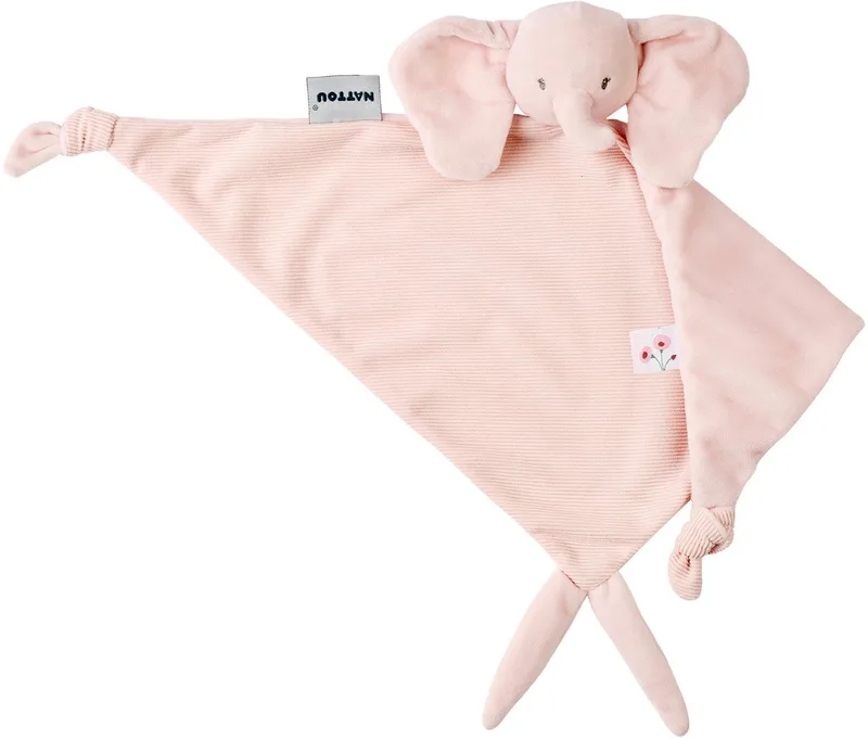 FanFan Baby Knuffeldoekje - 65 x 40 cm - Doudou Olifant - Baby Cadeau van Nattou in Roze – productfoto