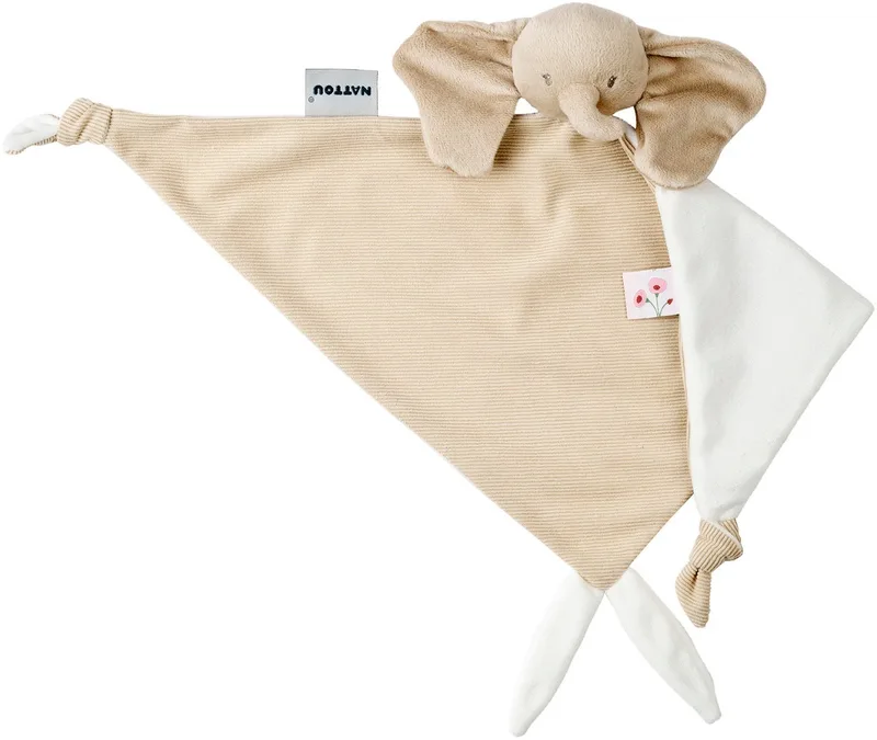 FanFan Baby Knuffeldoekje - 65 x 40 cm - Doudou Olifant - Baby Cadeau by Nattou in Zand – product photo
