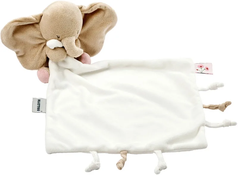 FanFan Baby Knuffeldoekje met Knuffel - 27 x 27 cm - Doudou Olifant - Baby Cadeau van Nattou in Gebroken Wit – productfoto