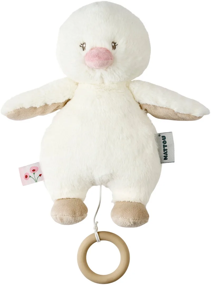 FanFan Muziekknuffel Eendje - 30 cm - Zachte Knuffel met Muziek- Baby Cadeau de Nattou en Gebroken Wit – photo produit