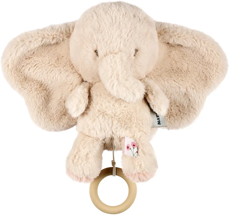 FanFan Muziekknuffel Olifant - 25 cm - Zachte Knuffel met Muziek - Baby Cadeau van Nattou in Zand – productfoto