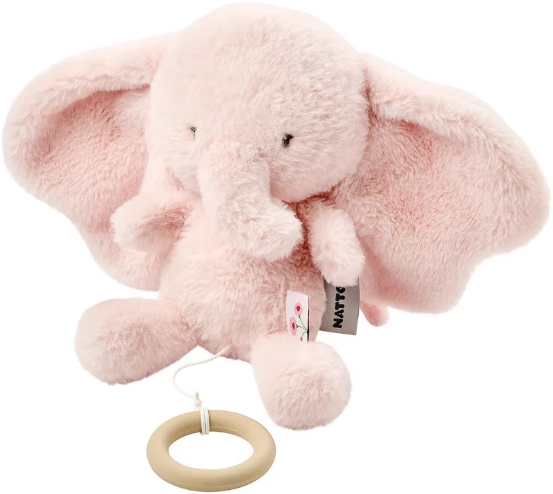 FanFan Muziekknuffel Olifant - 25 cm - Zachte Knuffel met Muziek - Baby Cadeau från Nattou i Rosa – produktbild
