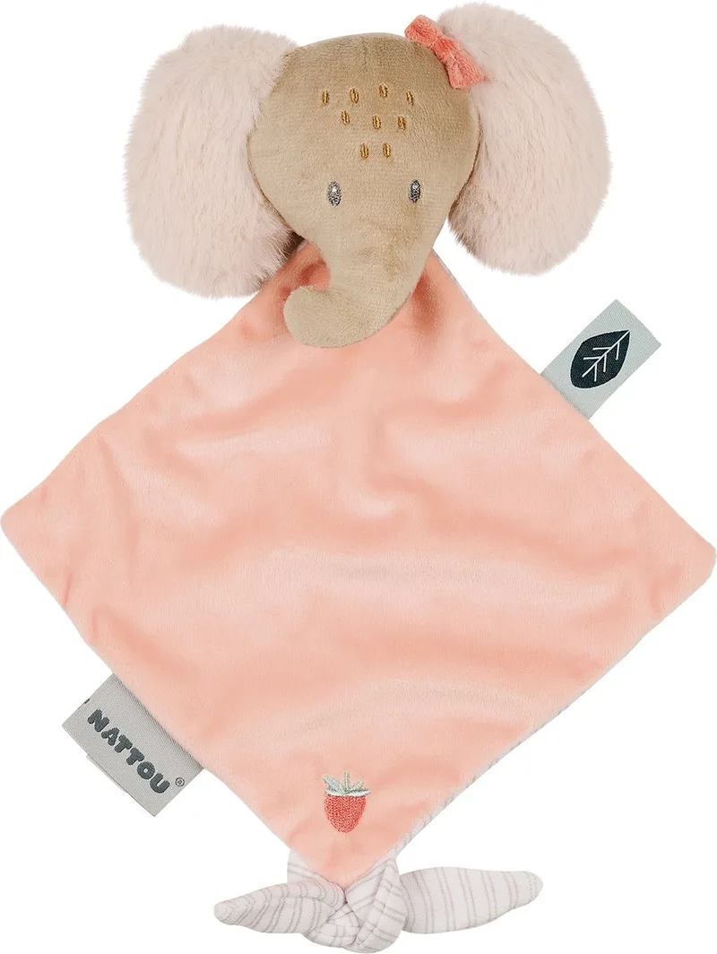FLO, ERNEST & OLI Mini Knuffeldoekje - Olifant - 19 cm - Roze de Nattou en Oli Roze – photo produit