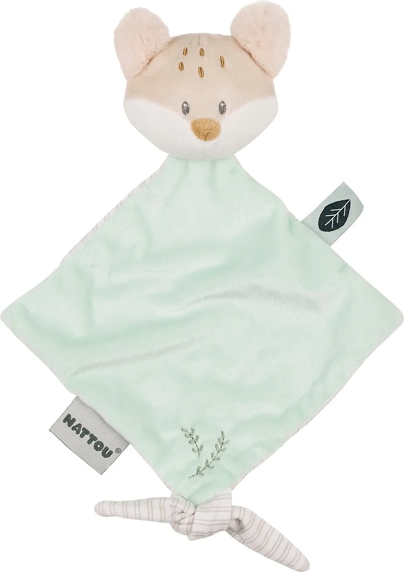 FLO, ERNEST & OLI Mini Knuffeldoekje - Vos - 19 cm - Munt Groen de Nattou en Flo Munt Groen – photo produit
