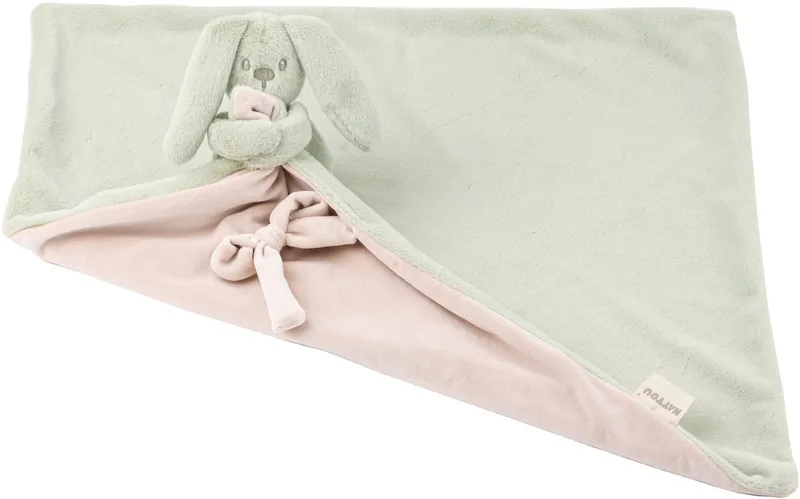 Lapidou Baby Dekentje met Knuffel - 50 x 50 cm - Doudou Konijn - Baby Cadeau de Nattou en Lindengroen – photo produit