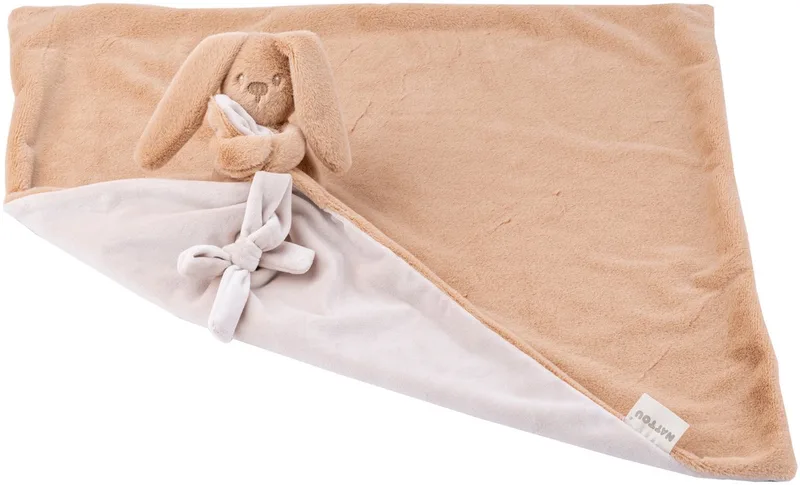 Lapidou Baby Dekentje met Knuffel - 50 x 50 cm - Doudou Konijn - Baby Cadeau van Nattou in Warm Beige – productfoto