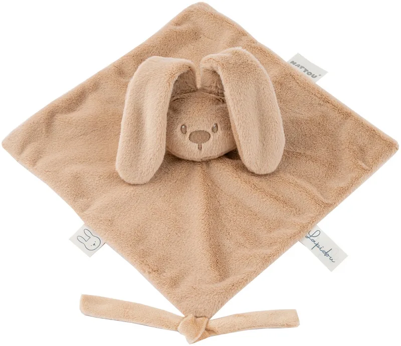 Lapidou Baby Knuffeldoekje - 27 x 27 cm - Doudou Konijn - Baby Cadeau van Nattou in Warm Beige – productfoto