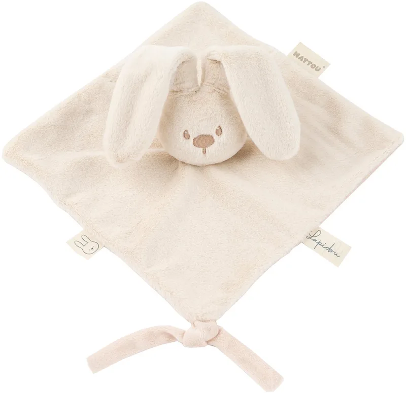 Lapidou Baby Knuffeldoekje - 27 x 27 cm - Doudou Konijn - Baby Cadeau - Zandkleur van Nattou in Zand – productfoto