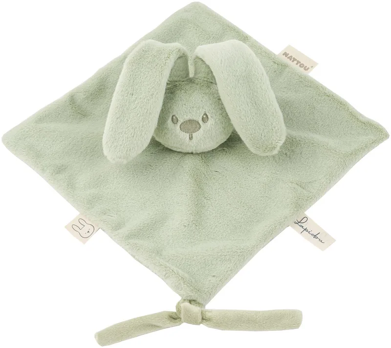 Lapidou Baby Knuffeldoekje - 27 x 27 cm - Doudou Konijn - Baby Cadeau van Nattou in Lindengroen – productfoto