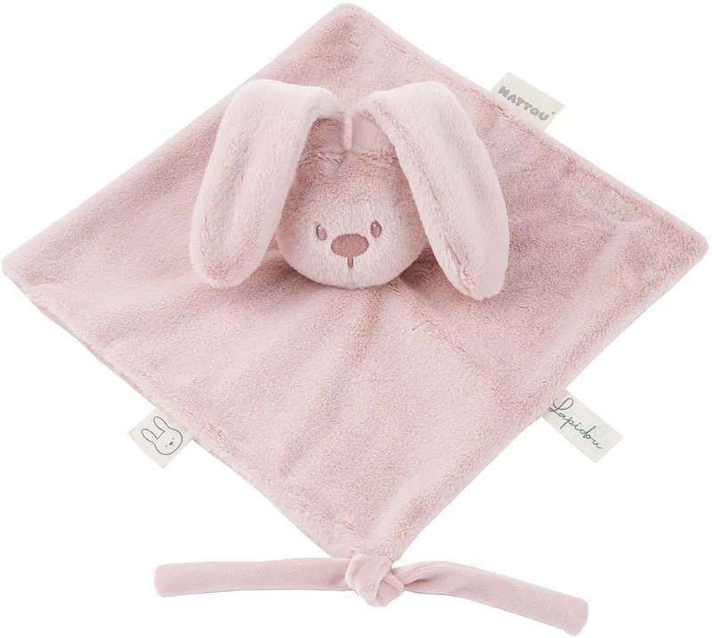 Lapidou Baby Knuffeldoekje - 27 x 27 cm - Doudou Konijn - Baby Cadeau van Nattou in Poederroze – productfoto
