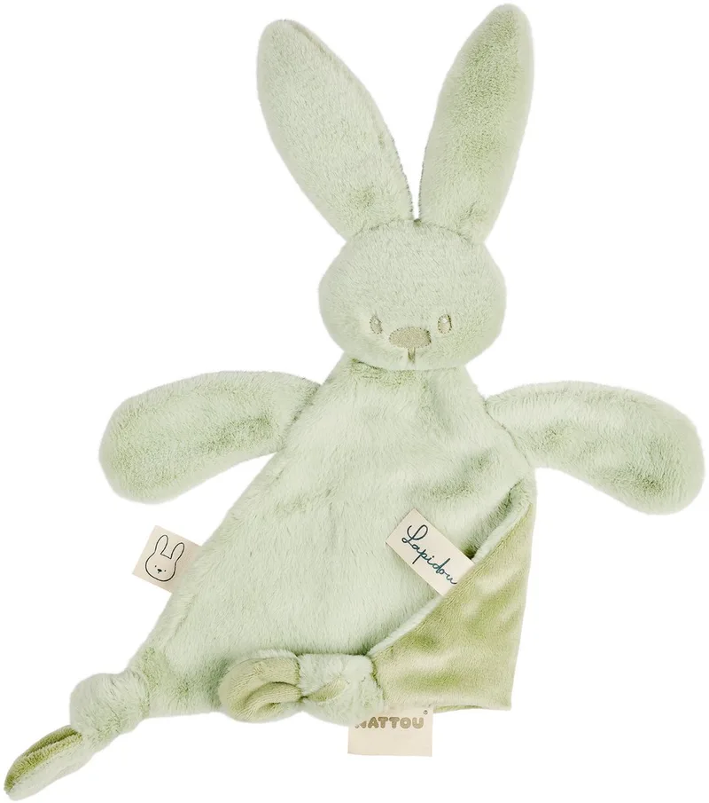 Lapidou Baby Knuffeldoekje - 37 x 35 cm - Doudou Konijn - Lindegroen van Nattou in Lichtgroen – productfoto