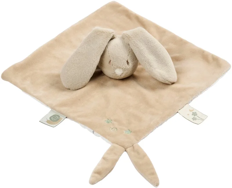 LouLou Baby Knuffeldoekje - Doudou Konijn - Baby Cadeau - 28 x 28 cm - Karamel van Nattou in Zand – productfoto