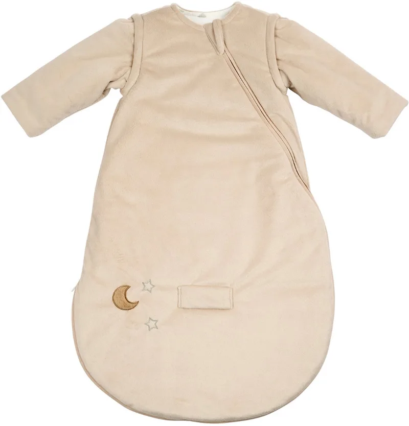 LouLou Baby Slaapzak 70 cm - Slaapzak met Afneembare Mouwen in Velours - TOG 2,5 - Zachte Babyslaapzak van Nattou in Zand – productfoto