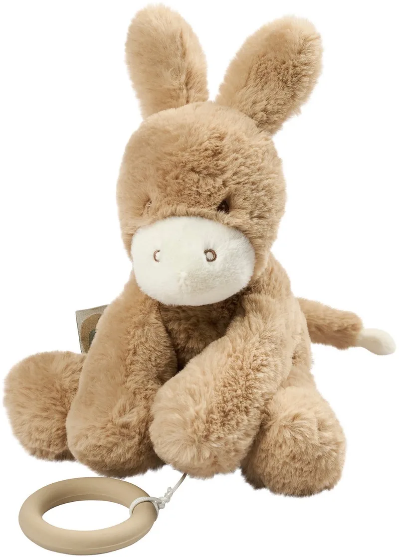 LouLou Muziekknuffel Ezel - Zachte Knuffel met Muziek - Baby Cadeau - 30 cm - Licht van Nattou in Karamel – productfoto