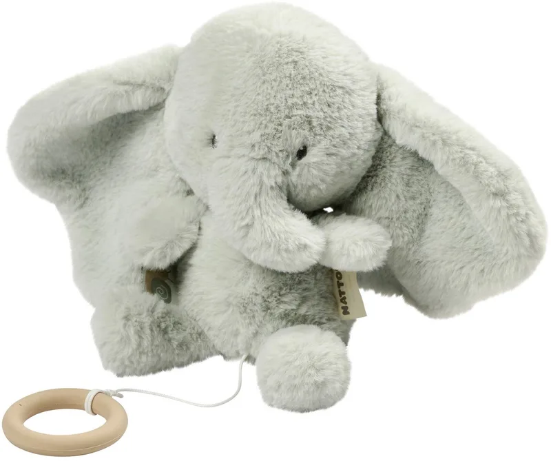 LouLou Muziekknuffel Olifant - Zachte Knuffel met Muziek - Baby Cadeau - 30 cm by Nattou in Lindegroen – product photo