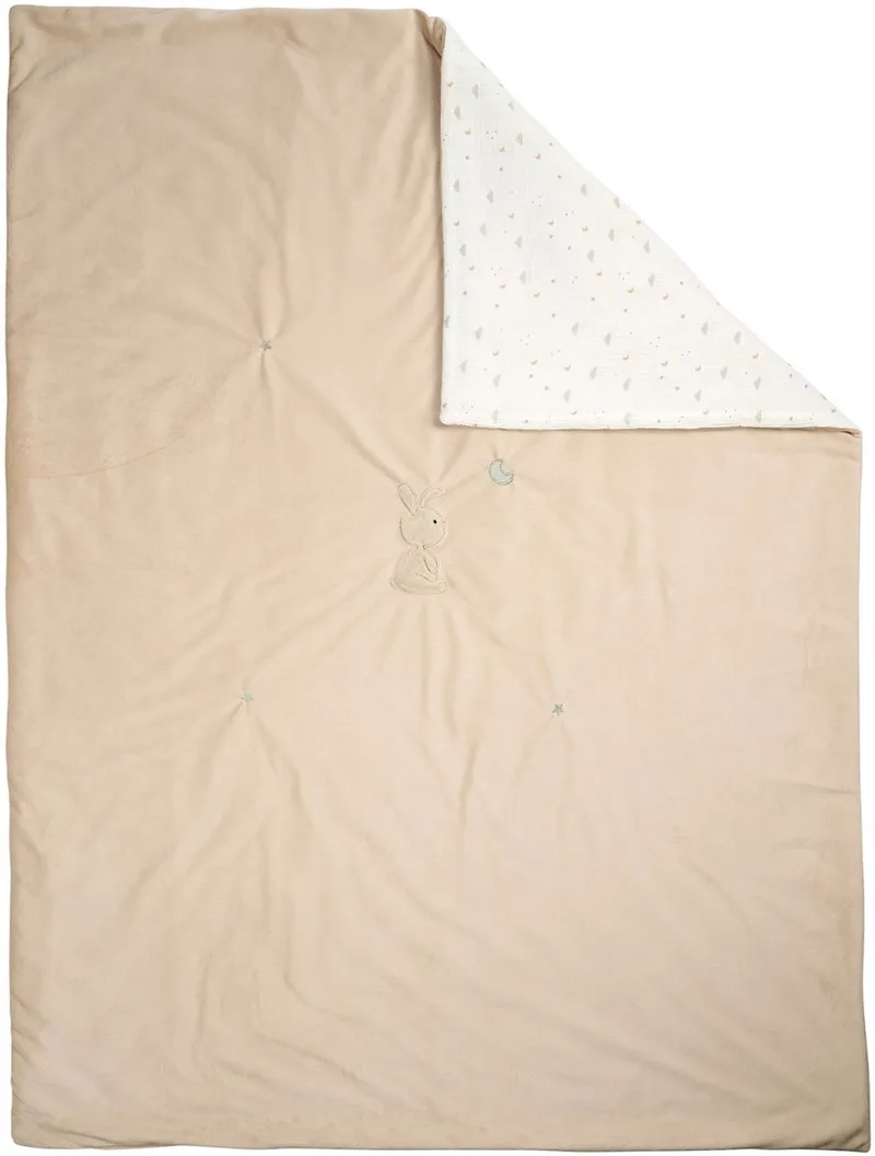 LouLou Zacht Deken Konijn - 100 x 135 cm - Dubbelzijdige Babydeken - Baby Cadeau by Nattou in Zand – product photo