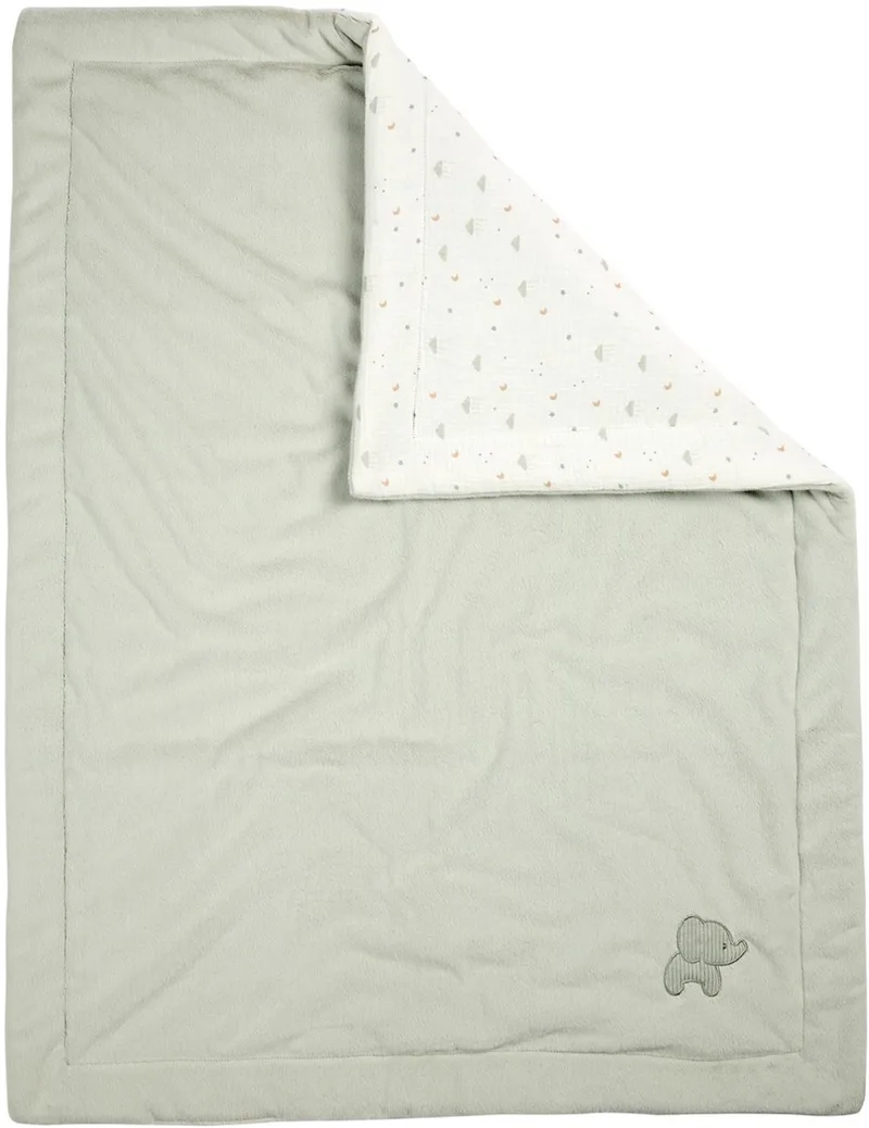 LouLou Zacht Deken Olifant - 75 x 100 cm - Dubbelzijdige Babydeken - Baby Cadeau van Nattou in Lindegroen – productfoto