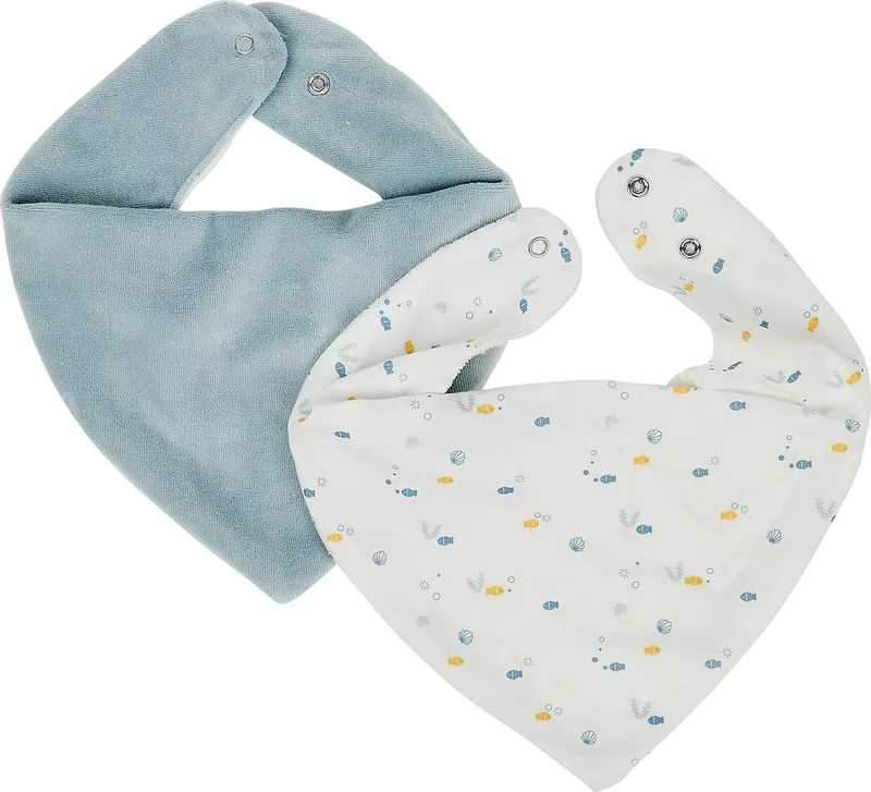 Set 2 Bandana Baby Slabbetjes - Romeo, Jules en Sally - 30 cm - Multi van Nattou in Lichtgroen – productfoto