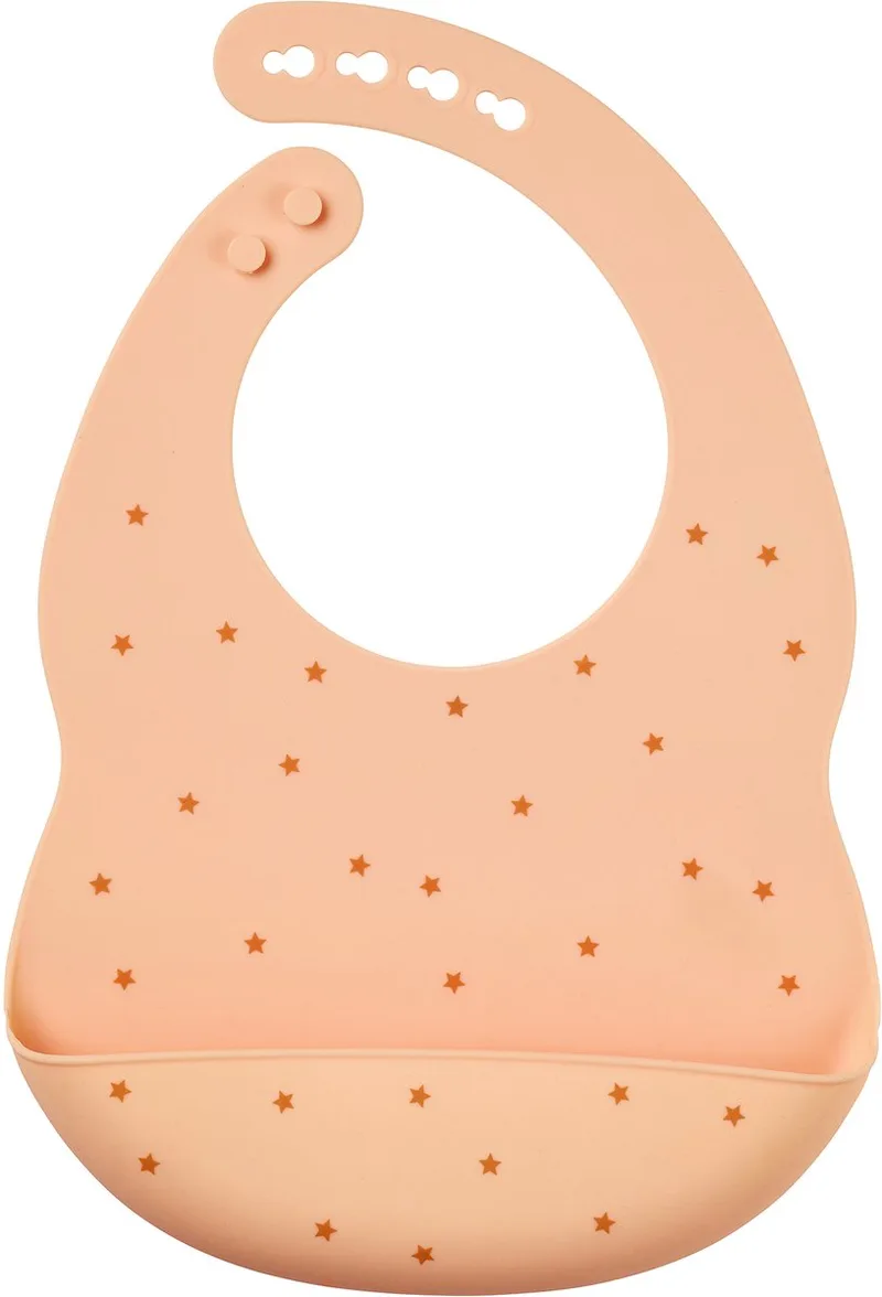 SILICONE Slabbetje met Opvangbakje - 21 cm - Patroon de Nattou en Perzik – photo produit