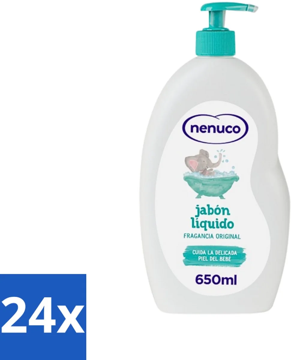 24 x Nenuco - Jabon Líquido - Vloeibare Zeep - Originele Geur - Met Doseerpomp - 650 ml - Vloeibare Zeep - Handzeep - Douchegel - Badschuim - Baby Huid van Nenuco – productfoto