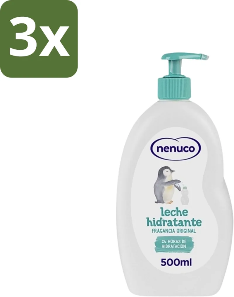 3 x Nenuco - Bodymilk - Verzorgende Bodylotion - Hydraterend - Met Pomp - 500 ml - Babyhuid Verzorging - Hydraterende Bodylotion - Bodymilk Voor Baby - Shea Butter - Dermatologisch Getest van Nenuco – productfoto