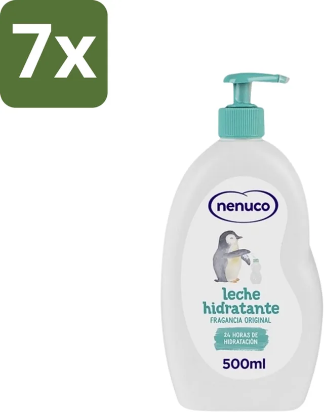 7 x Nenuco - Bodymilk - Verzorgende Bodylotion - Hydraterend - Met Pomp - 500 ml - Babyhuid Verzorging - Hydraterende Bodylotion - Bodymilk Voor Baby - Shea Butter - Dermatologisch Getest