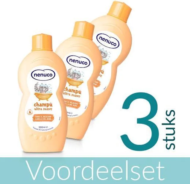 PROMO 3 stuks Nenuco Shampoo Extra Zacht 500ml uit Spanje, PH neutraal en hypoallergeen.