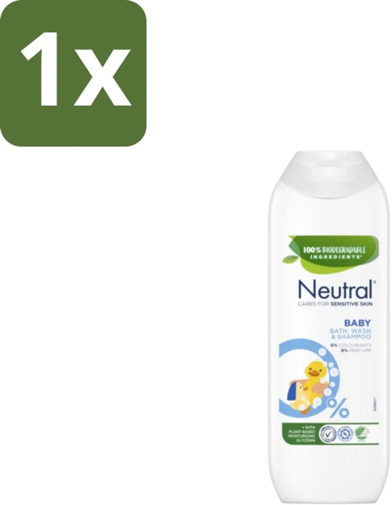 1 x Neutral - Baby Shampoo - Gevoelige huid - Parfumvrij - 250 ml - Baby Shampoo - Gevoelige Huid - Parfumvrij Shampoo - Zeepvrij Shampoo - Mild Shampoo van Neutral – productfoto