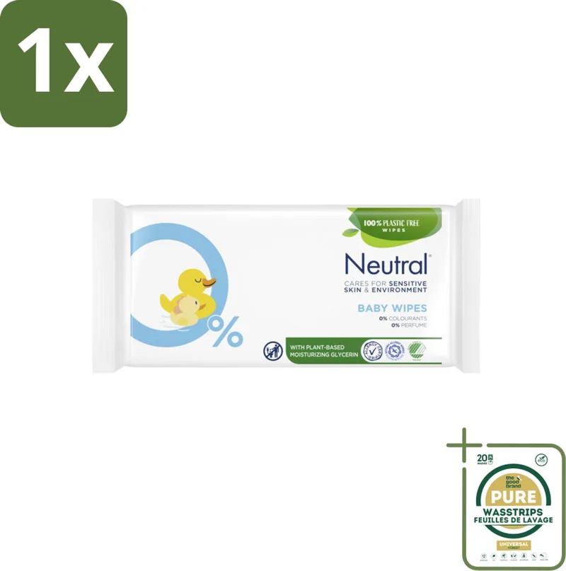 1 x Neutral Billendoekjes 52 doekjes- Baby Billetje Reinigen - Baby Handje Reinigen - Hypoallergene Doekjes - Zachte Doekjes - Veilige Baby Verzorging by Neutral – product photo