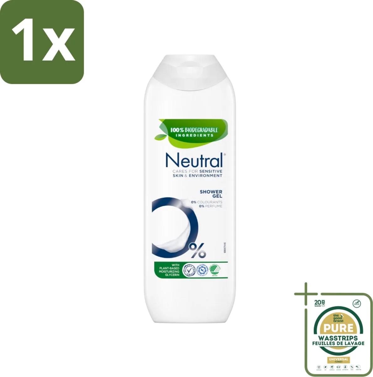 1 x Neutral - Douchegel - Gevoelige Huid - 0% Kleurstof & Parfum - Met Plantaardige Glycerine - 250 ml- Douchegel - Gevoelige Huid - 0% Kleurstof - 0% Parfum - Plantaardige Glycerine de Neutral – photo produit