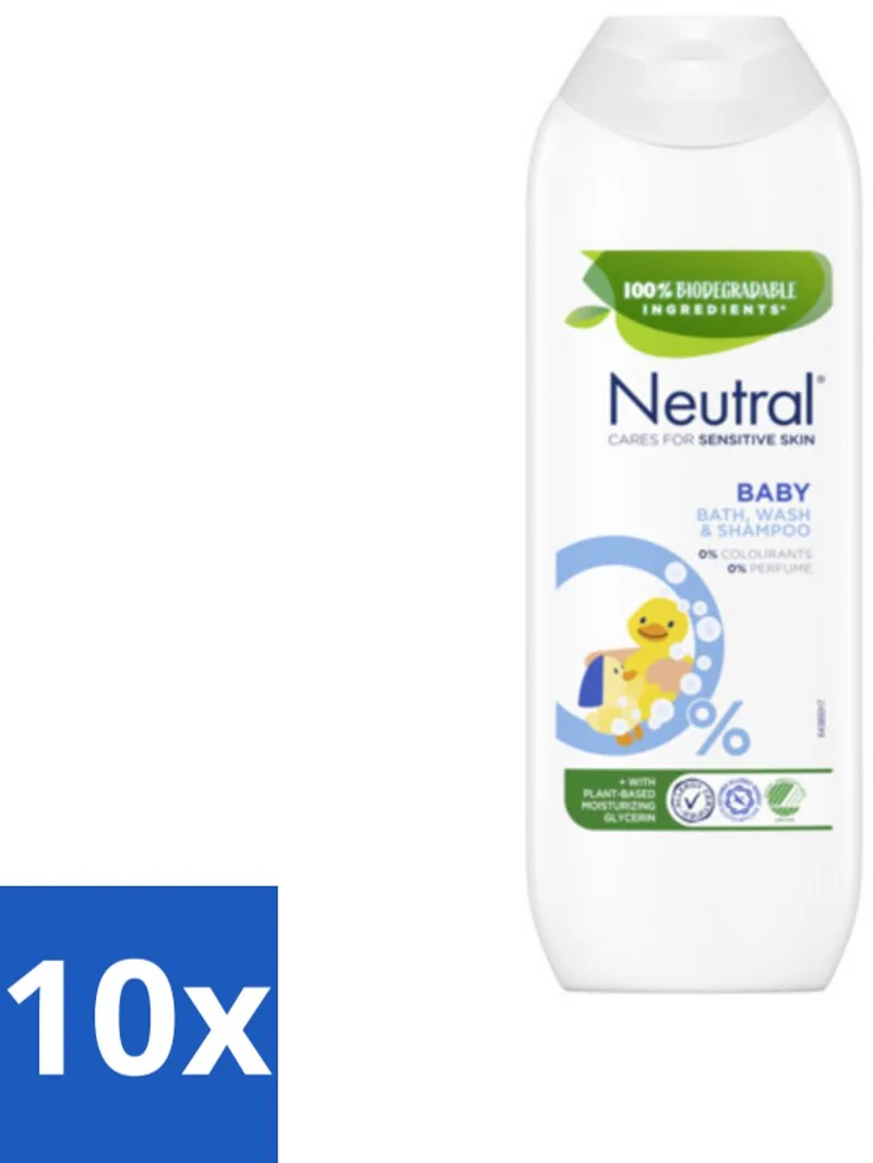 10 x Neutral Baby Shampoo Parfumvrij 250 ml - Baby Shampoo - Baby Was - Babyhuid Verzorging - Zeepvrije Shampoo - Mild Shampoo by Neutral – product photo