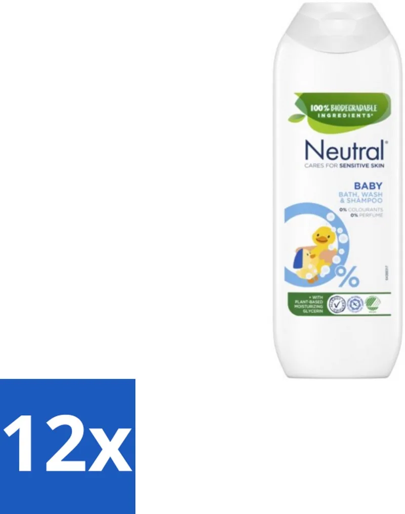 12 x Neutral - Baby Shampoo - Gevoelige huid - Parfumvrij - 250 ml - Baby Shampoo - Babywas - Babyproducten - Parfumvrije Shampoo - Babyhuid fra Neutral – produktbillede