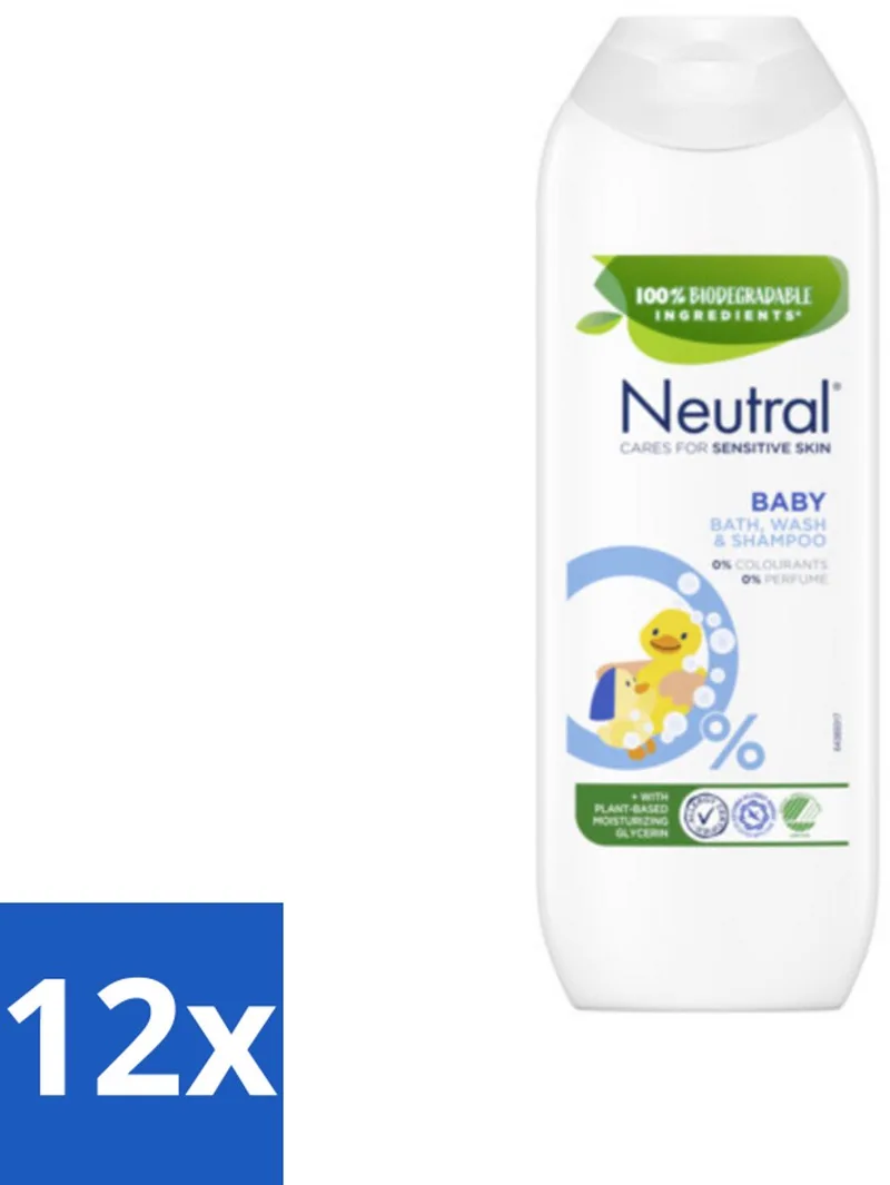 12 x Neutral Baby Shampoo Parfumvrij 250 ml - Babywas - Babyshampoo - Zachte Babyhuid - Zeepvrije Shampoo - 0% Parfum fra Neutral – produktbillede