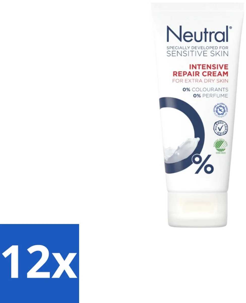 12 x Neutral - Bodycrème - Intensive Repair Cream - Gevoelige huid - 100 ml - Droge Huid - Gevoelige Huid - Bodycrème - Voedende Crème - Parfumvrije Crème fra Neutral – produktbillede