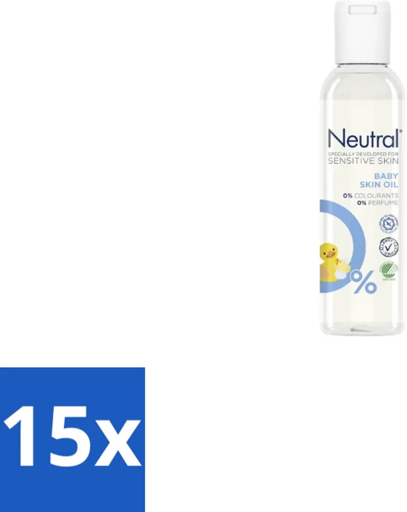 15 x Neutral Baby – Huidolie – Parfumvrij – Gevoelige Babyhuid – 150 ml - Babyhuidolie - Gevoelige Babyhuid - Droge Babyhuid - Hypoallergene Huidolie - Babyhuid Verzorging från Neutral – produktbild
