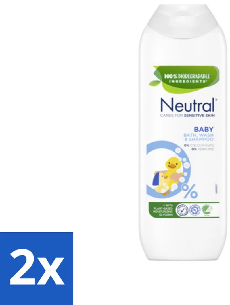 2 x Neutral Baby Shampoo Parfumvrij 250 ml - Babywas - Babyshampoo - Zachte Babyhuid - Zeepvrije Shampoo - 0% Parfum de Neutral – photo produit