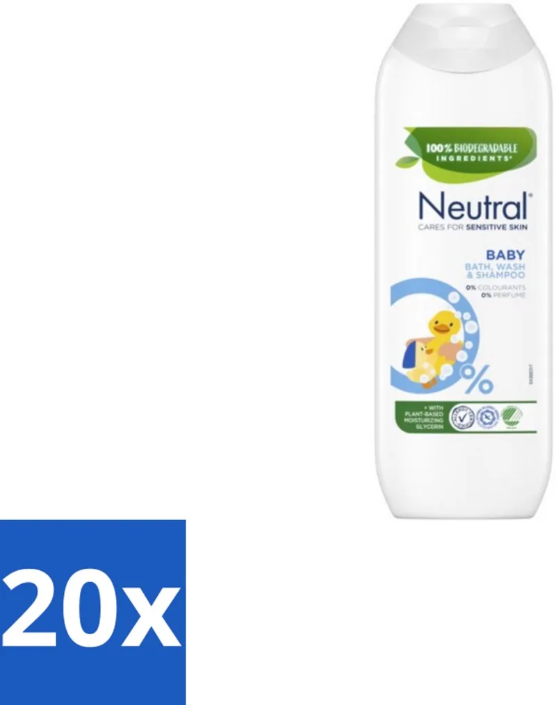 20 x Neutral Baby Shampoo Parfumvrij 250 ml - Baby Shampoo - Baby Was - Babyhuid Verzorging - Zeepvrije Shampoo - Mild Shampoo från Neutral – produktbild